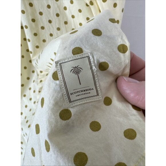 Scotch & Soda Carnaby Surf Polka Dot Stretch Shirt Men M Cream Green - Picture 2 of 6